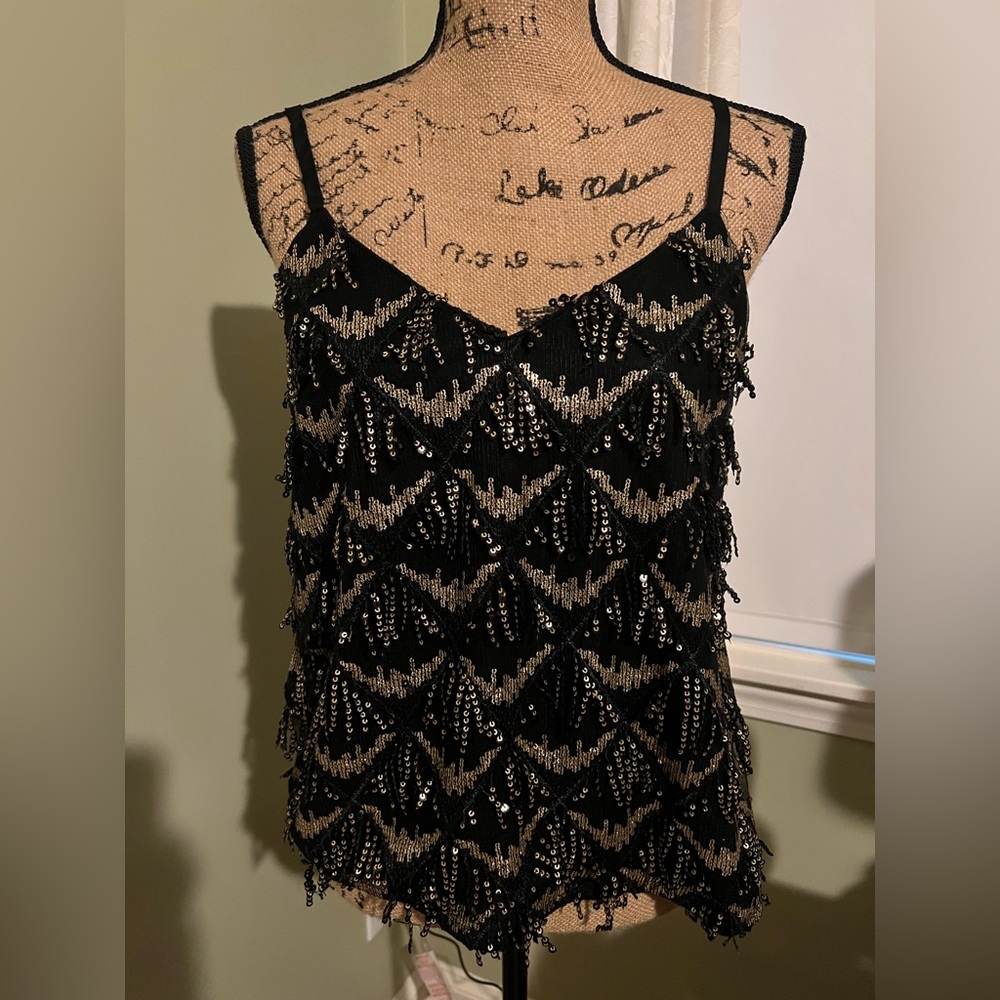 Women’s Black Beaded Anthropologie Camisole - Size M, New w/Tags